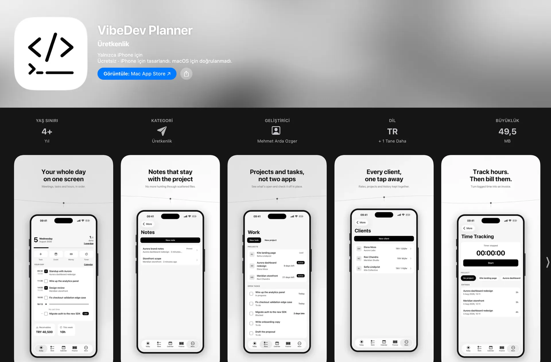 VibeDev Planner - iOS Uygulaması
