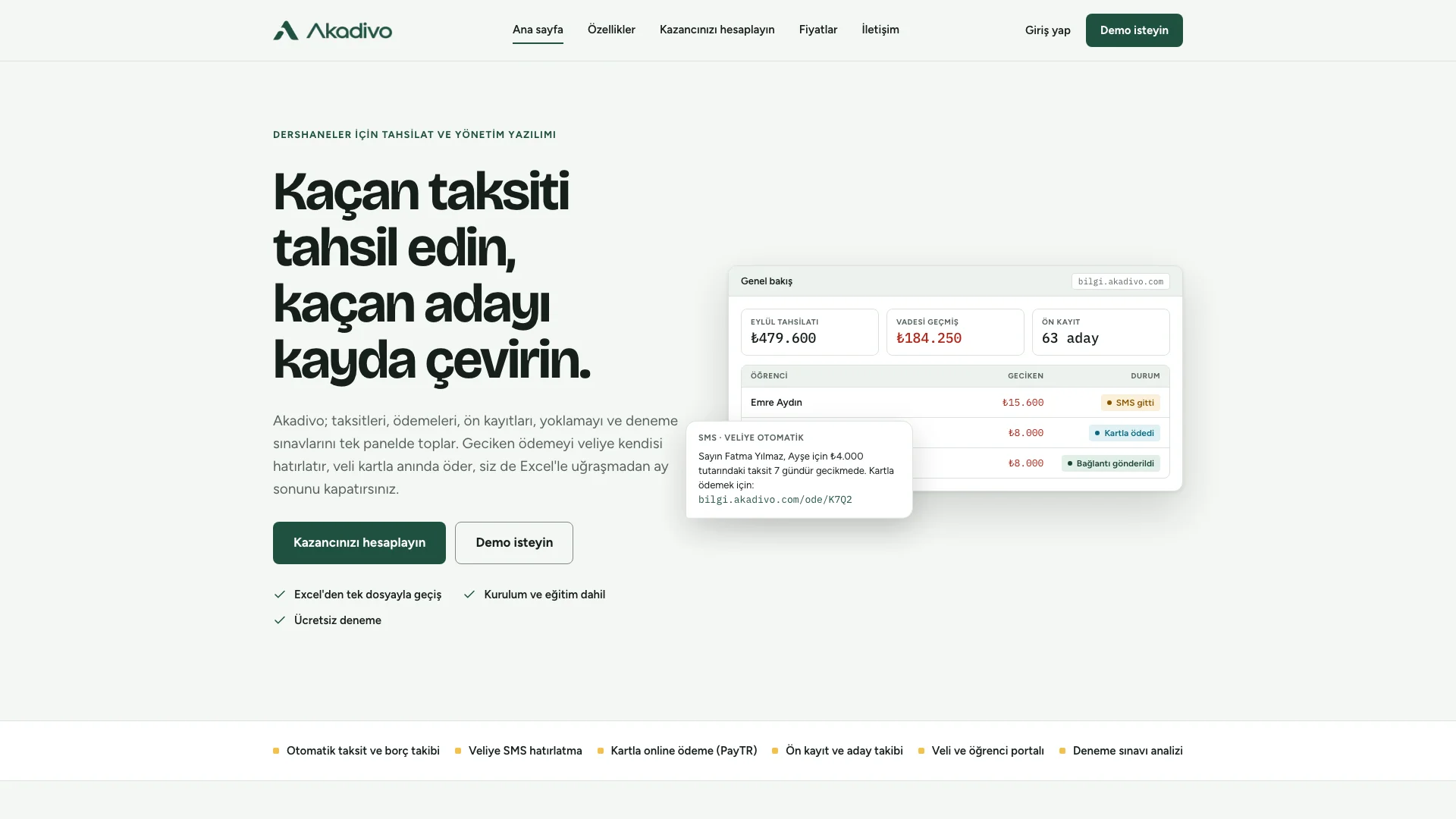 Akadivo - Dershane Yönetim Yazılımı